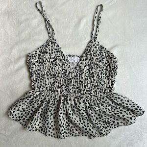 Victoria + Sophia Crop Top Womens White Leopard Print Ruffle Sleeveless Size S